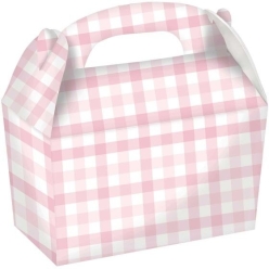 Pink Gingham Favour Boxes - 12Pk